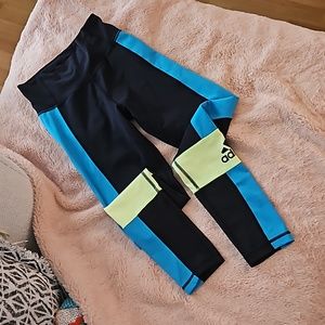 Adidas Climalite Leggings - XS / Black, Blue, Yellow